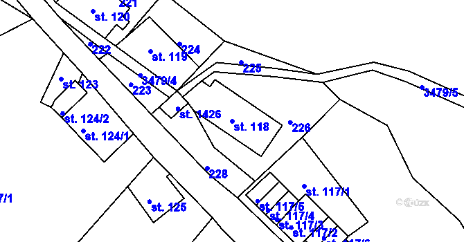 Parcela st. 118 v KÚ Krupka, Katastrální mapa