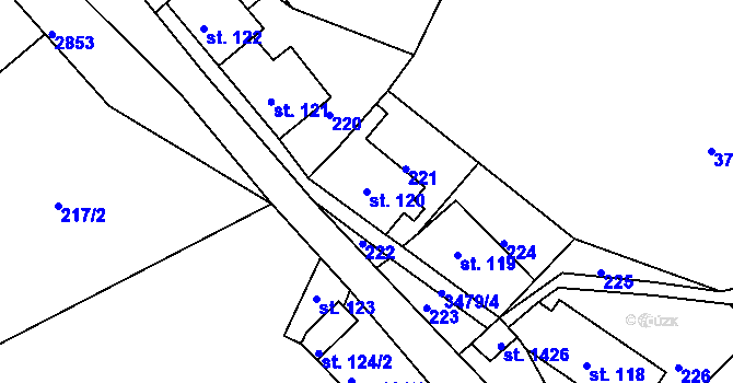 Parcela st. 120 v KÚ Krupka, Katastrální mapa