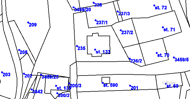 Parcela st. 133 v KÚ Krupka, Katastrální mapa