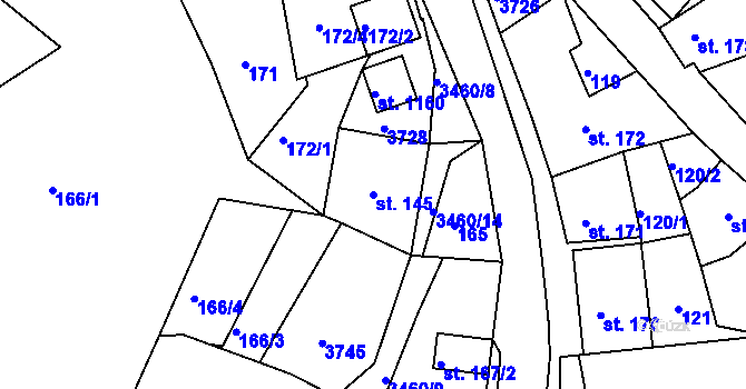 Parcela st. 145 v KÚ Krupka, Katastrální mapa