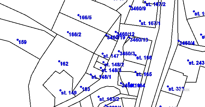 Parcela st. 147 v KÚ Krupka, Katastrální mapa