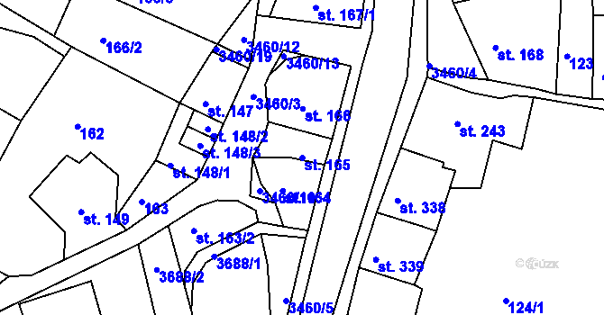 Parcela st. 165 v KÚ Krupka, Katastrální mapa