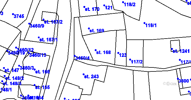 Parcela st. 168 v KÚ Krupka, Katastrální mapa