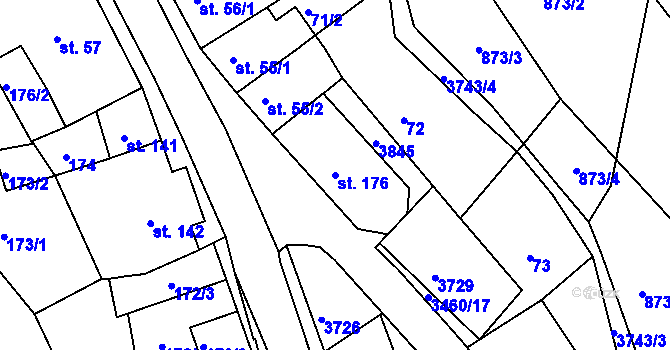 Parcela st. 176 v KÚ Krupka, Katastrální mapa