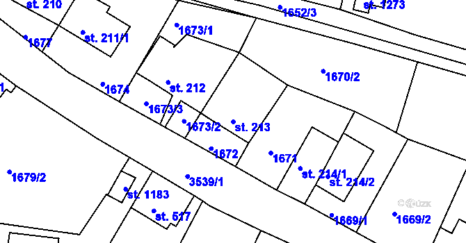 Parcela st. 213 v KÚ Krupka, Katastrální mapa