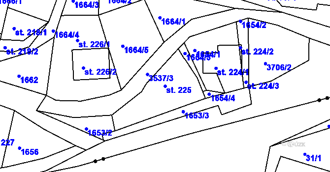 Parcela st. 225 v KÚ Krupka, Katastrální mapa