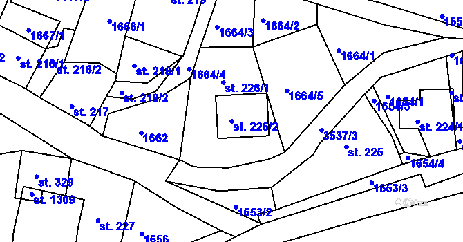 Parcela st. 226/2 v KÚ Krupka, Katastrální mapa