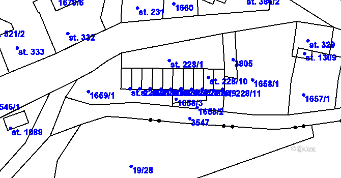 Parcela st. 228/6 v KÚ Krupka, Katastrální mapa