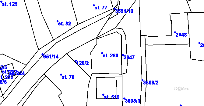 Parcela st. 280 v KÚ Krupka, Katastrální mapa