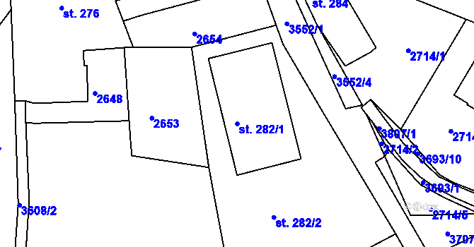 Parcela st. 282/1 v KÚ Krupka, Katastrální mapa