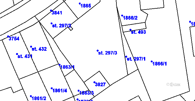 Parcela st. 297/3 v KÚ Krupka, Katastrální mapa