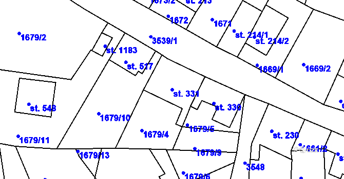 Parcela st. 331 v KÚ Krupka, Katastrální mapa