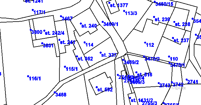 Parcela st. 337 v KÚ Krupka, Katastrální mapa