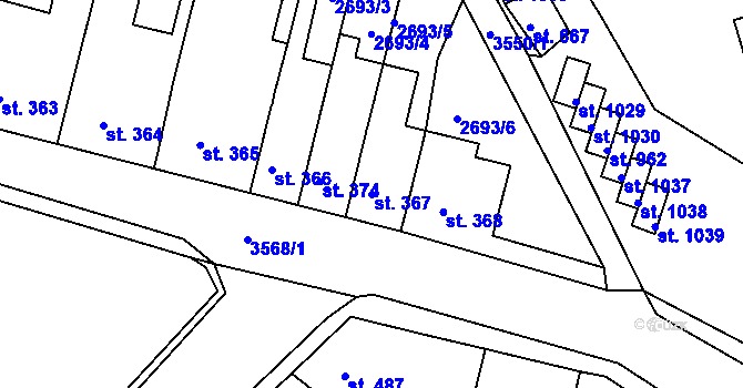 Parcela st. 367 v KÚ Krupka, Katastrální mapa
