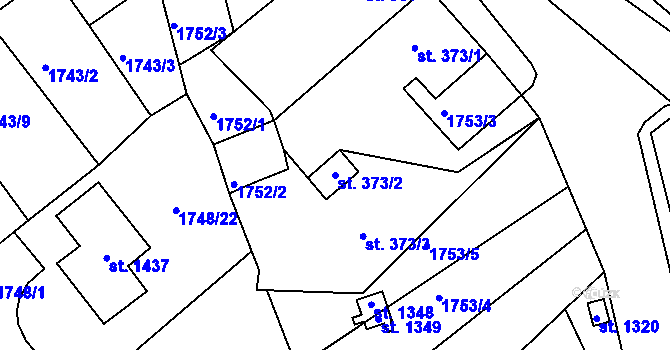 Parcela st. 373/2 v KÚ Krupka, Katastrální mapa