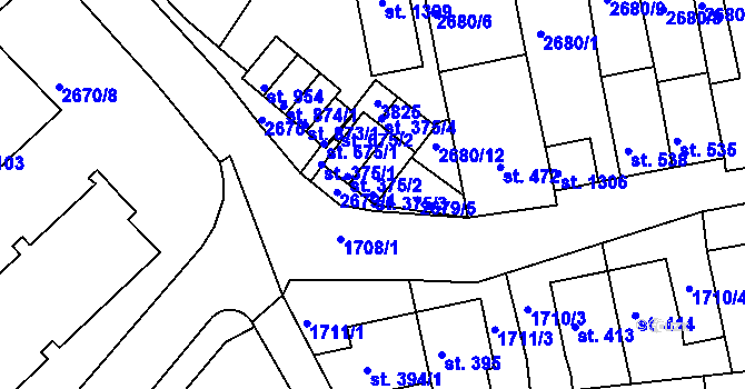 Parcela st. 375/3 v KÚ Krupka, Katastrální mapa