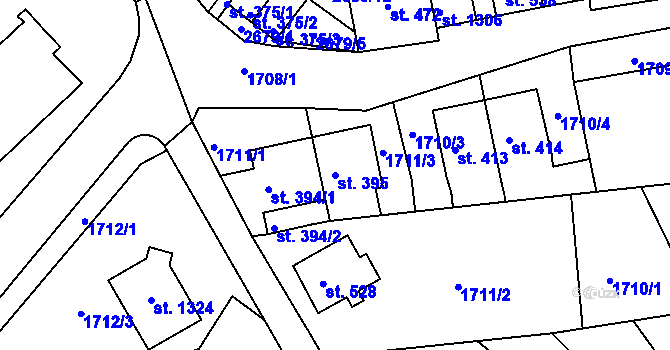 Parcela st. 395 v KÚ Krupka, Katastrální mapa