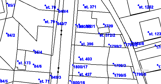 Parcela st. 396 v KÚ Krupka, Katastrální mapa