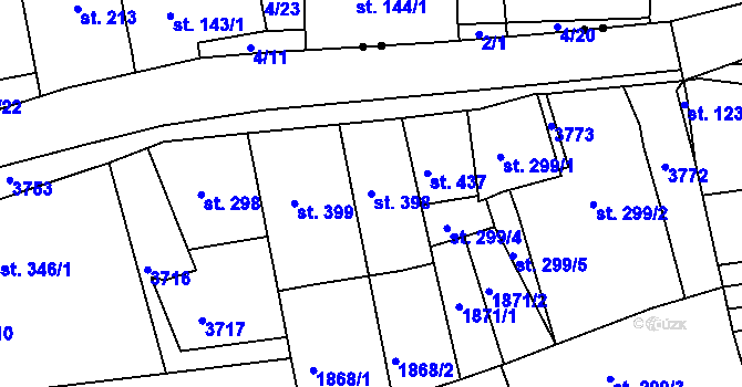 Parcela st. 398 v KÚ Krupka, Katastrální mapa