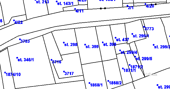 Parcela st. 399 v KÚ Krupka, Katastrální mapa