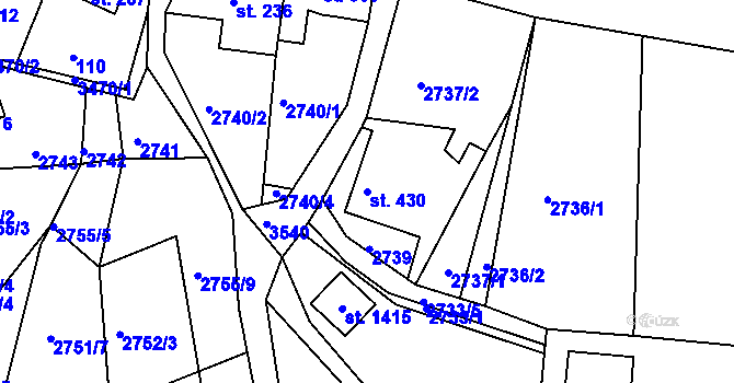 Parcela st. 430 v KÚ Krupka, Katastrální mapa