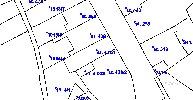 Parcela st. 438/1 v KÚ Krupka, Katastrální mapa