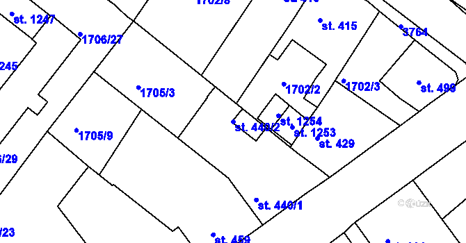 Parcela st. 440/2 v KÚ Krupka, Katastrální mapa