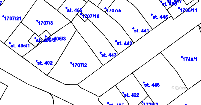 Parcela st. 443 v KÚ Krupka, Katastrální mapa