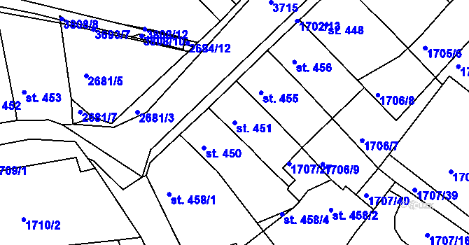 Parcela st. 451 v KÚ Krupka, Katastrální mapa