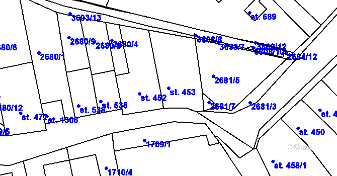 Parcela st. 453 v KÚ Krupka, Katastrální mapa