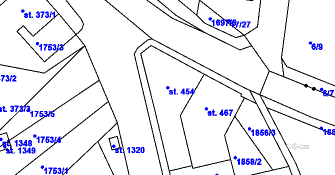 Parcela st. 454 v KÚ Krupka, Katastrální mapa