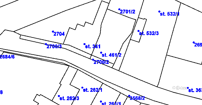 Parcela st. 461/2 v KÚ Krupka, Katastrální mapa