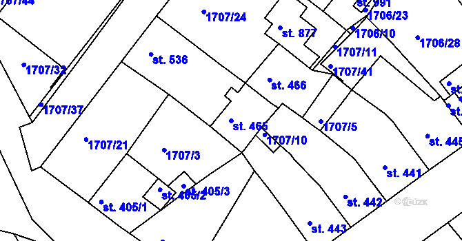 Parcela st. 465 v KÚ Krupka, Katastrální mapa