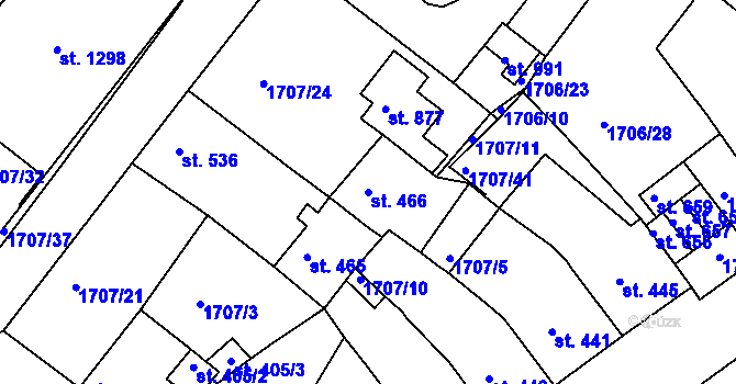 Parcela st. 466 v KÚ Krupka, Katastrální mapa