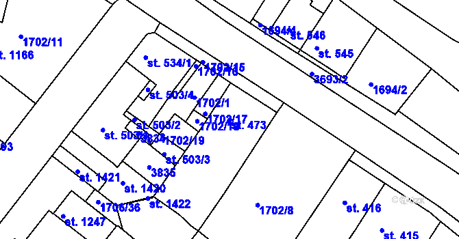 Parcela st. 473 v KÚ Krupka, Katastrální mapa