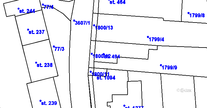 Parcela st. 494 v KÚ Krupka, Katastrální mapa