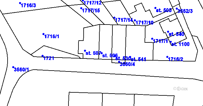 Parcela st. 506 v KÚ Krupka, Katastrální mapa