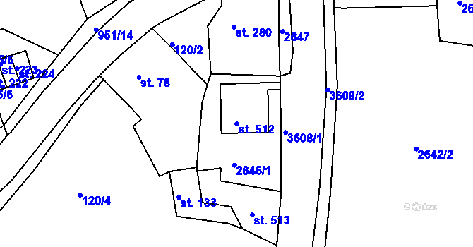Parcela st. 512 v KÚ Krupka, Katastrální mapa
