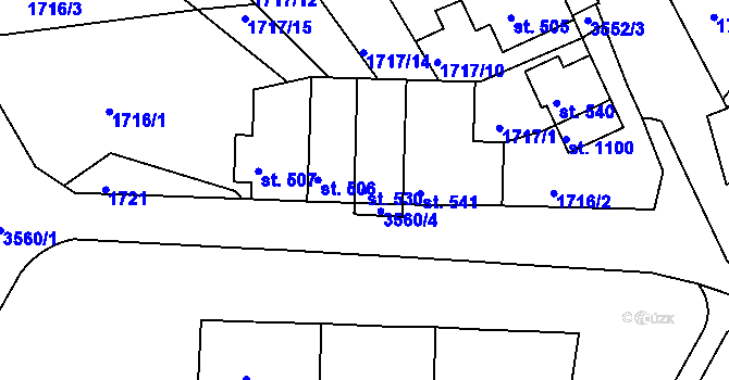 Parcela st. 530 v KÚ Krupka, Katastrální mapa