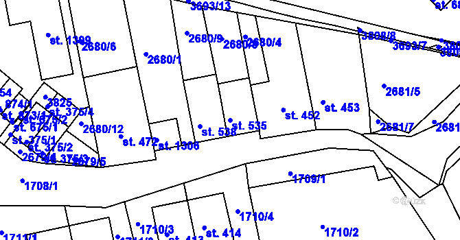 Parcela st. 535 v KÚ Krupka, Katastrální mapa