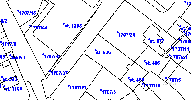 Parcela st. 536 v KÚ Krupka, Katastrální mapa