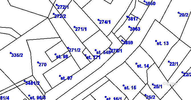 Parcela st. 549 v KÚ Krupka, Katastrální mapa