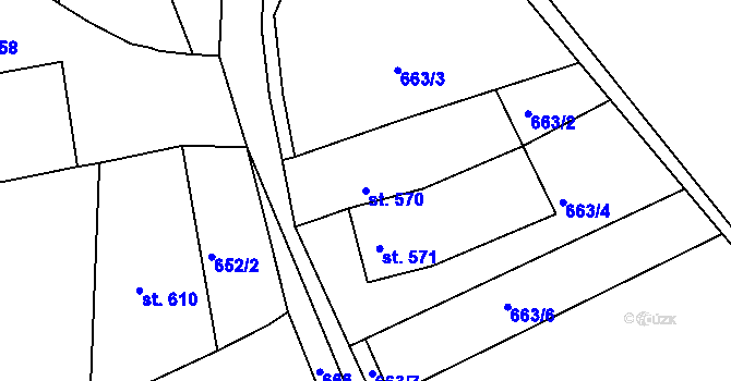 Parcela st. 570 v KÚ Krupka, Katastrální mapa