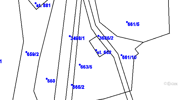 Parcela st. 652 v KÚ Krupka, Katastrální mapa