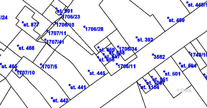 Parcela st. 657 v KÚ Krupka, Katastrální mapa