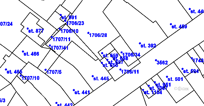 Parcela st. 659 v KÚ Krupka, Katastrální mapa