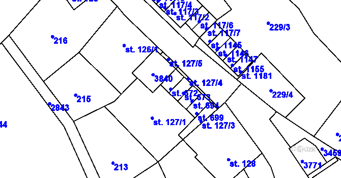 Parcela st. 672 v KÚ Krupka, Katastrální mapa