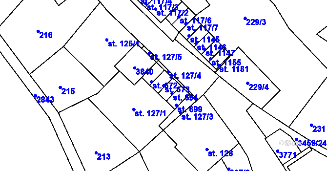 Parcela st. 673 v KÚ Krupka, Katastrální mapa