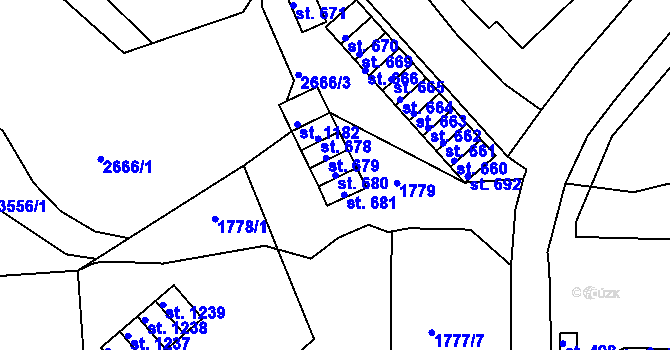 Parcela st. 680 v KÚ Krupka, Katastrální mapa
