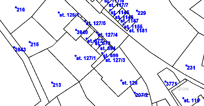 Parcela st. 699 v KÚ Krupka, Katastrální mapa